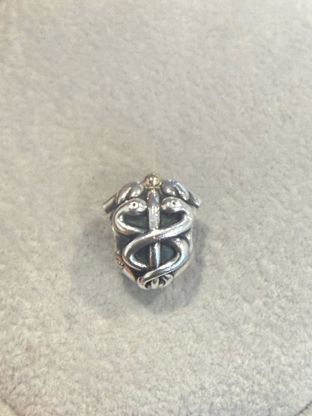 Pandora Sterling Silver and 14K gold Caduceus Medical Charm Bead
